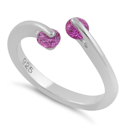 Sterling Silver Double Round Ruby CZ Ring