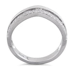 Sterling Silver Double V-Accented Clear CZ Ring