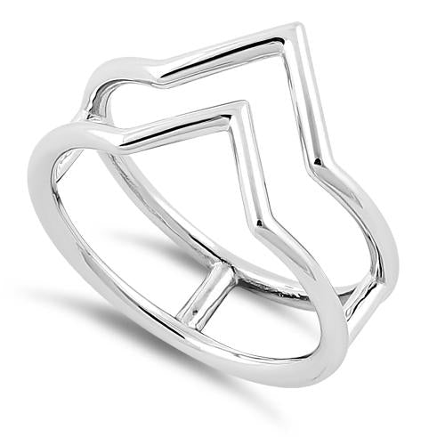 Sterling Silver Double V Ring