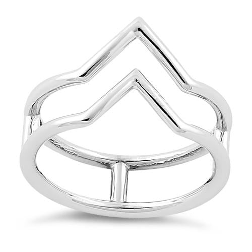 Sterling Silver Double V Ring