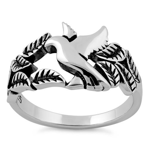 Sterling Silver Dove Leaves Ring