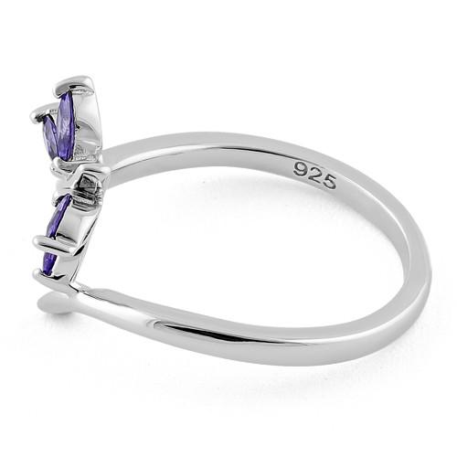 Sterling Silver Dragonfly Amethyst CZ Ring