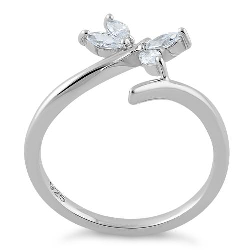 Sterling Silver Dragonfly Clear CZ Ring