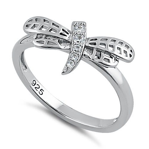 Sterling Silver Dragonfly CZ Ring