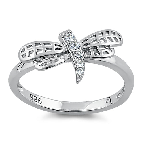 Sterling Silver Dragonfly CZ Ring
