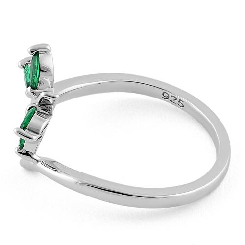 Sterling Silver Dragonfly Green CZ Ring