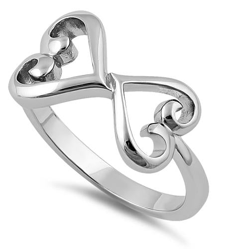 Sterling Silver Dual Curly Hearts Ring