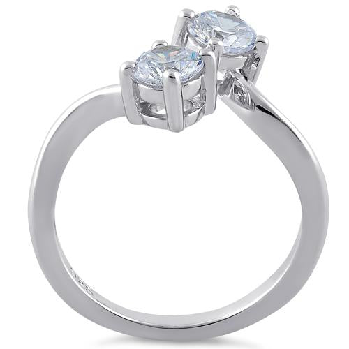 Sterling Silver Dual Round Cut Clear CZ Ring