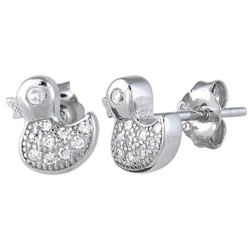 Sterling Silver Duckling CZ Earrings