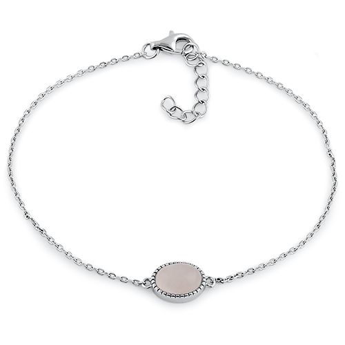 Sterling Silver Dusty Pink Oval Bracelet