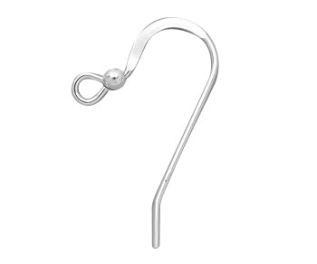 Sterling Silver Earwire 24mm w/ 2.5mm Ball Long - PACK OF 6