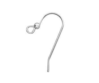Sterling Silver Earwire w/ 2.5mm BallRound Wire 25mm - PACK OF 10