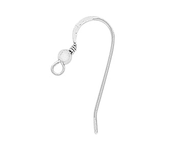 Sterling Silver Earwire w/ Ball & Coil 19.5mm - PACK OF 25