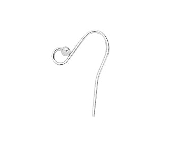 Sterling Silver Earwires 15mm w/ 1.5mm Bead - PACK OF 25