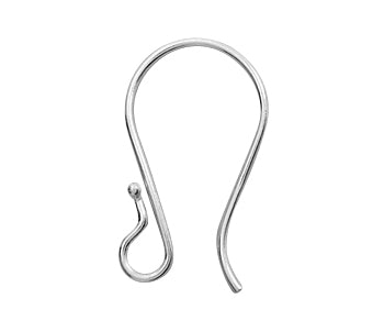 Sterling Silver Earwires 21mm w/ 1.5mm Bead - PACK OF 6