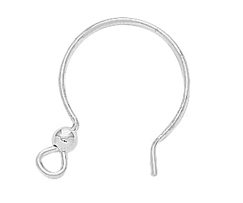 Sterling Silver Earwires Semi-Circle 23.5mm w/ 3mm Bead - PACK OF 6