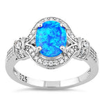 Sterling Silver Blue Oval Lab-Opal CZ Ring