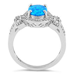 Sterling Silver Blue Oval Lab-Opal CZ Ring