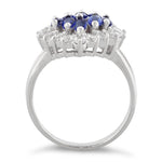 Sterling Silver Elegant Blue Sapphire Marquise Cut CZ Ring