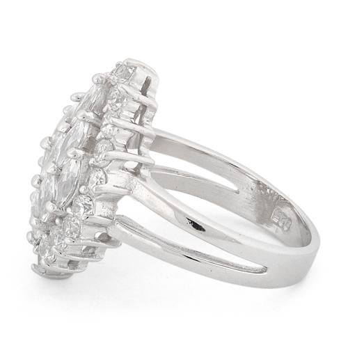 Sterling Silver Elegant Clear Marquise Cut CZ Ring