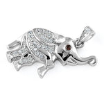 Sterling Silver Elegant Elephant Clear & Brown CZ Pendant