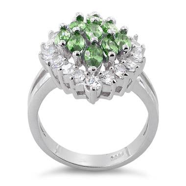 Sterling Silver Elegant Emerald Marquise Cut CZ Ring