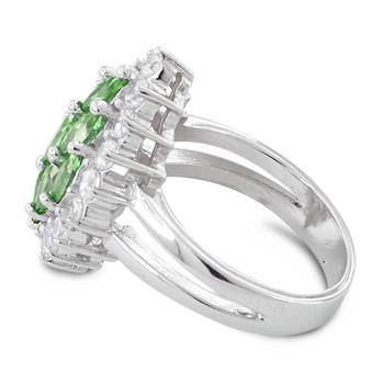 Sterling Silver Elegant Emerald Marquise Cut CZ Ring