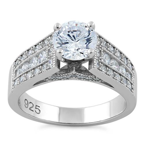 Sterling Silver Elegant Engagement CZ Ring