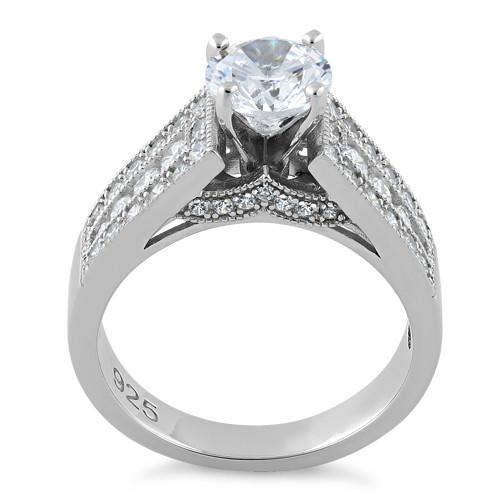 Sterling Silver Elegant Engagement CZ Ring