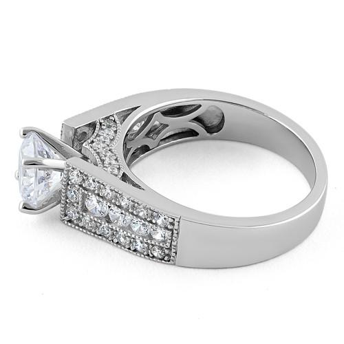 Sterling Silver Elegant Engagement CZ Ring