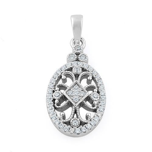 Sterling Silver Elegant Antique CZ Pendant