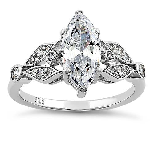 Sterling Silver 1.50 ct. Marquise CZ Engagement Ring