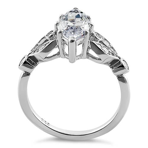 Sterling Silver 1.50 ct. Marquise CZ Engagement Ring