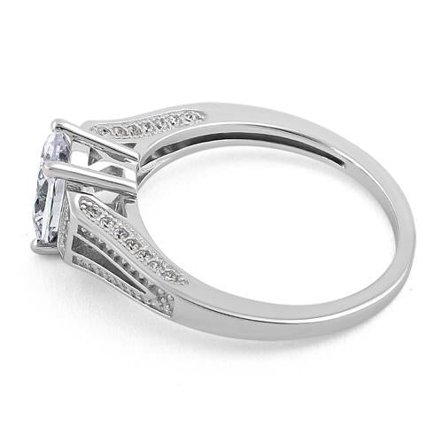 Sterling Silver Elegant Oval Clear CZ Ring