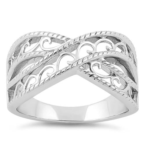 Sterling Silver Elegant Overlapping Waves Ring