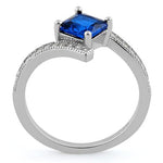 Sterling Silver Elegant Princess Cut Blue Spinel CZ Ring
