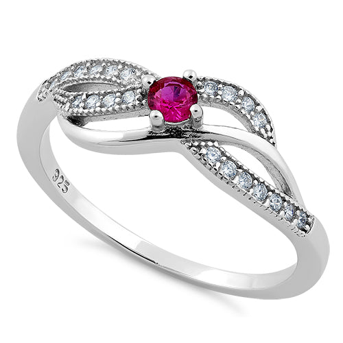 Sterling Silver Elegant Dark Pink CZ Ring