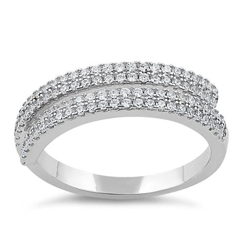 Sterling Silver Elegant Spiral CZ Ring