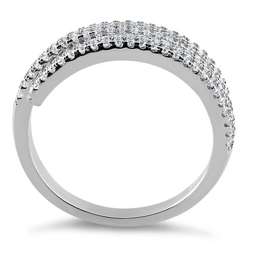 Sterling Silver Elegant Spiral CZ Ring