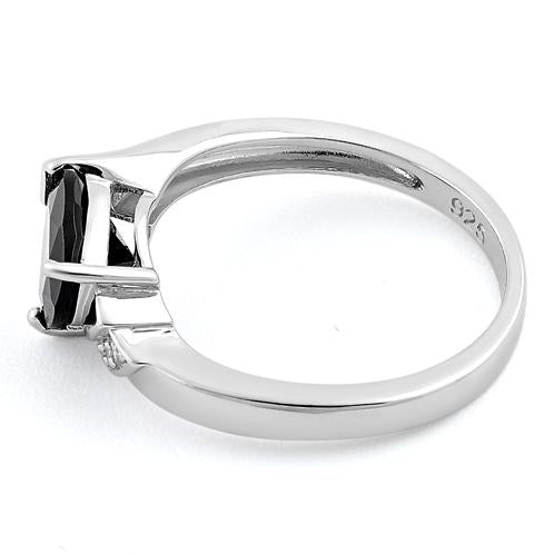 Sterling Silver Elegant Trillion Cut Black CZ Ring