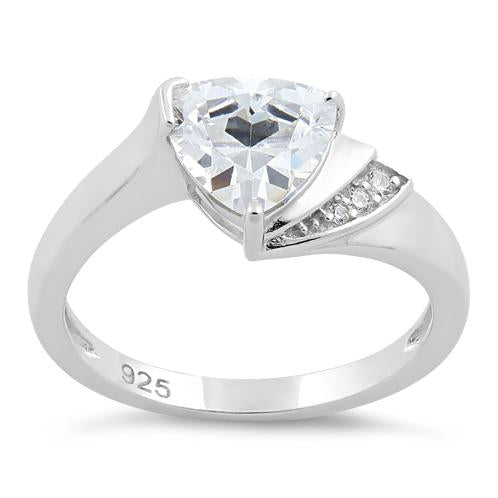 Sterling Silver Elegant Trillion Cut Clear CZ Ring