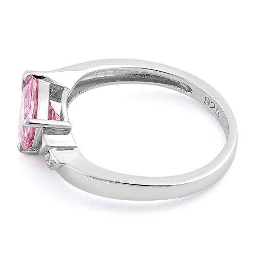 Sterling Silver Elegant Trillion Cut Pink CZ Ring