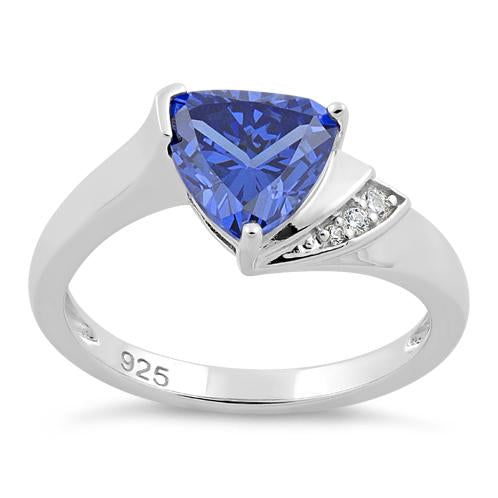 Sterling Silver Trillion Tanzanite-tone CZ Ring