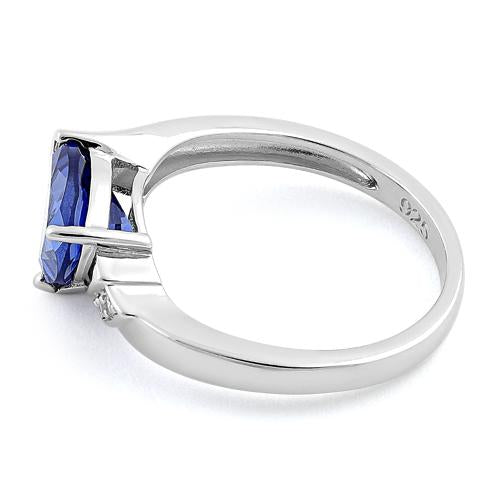 Sterling Silver Trillion Tanzanite-tone CZ Ring