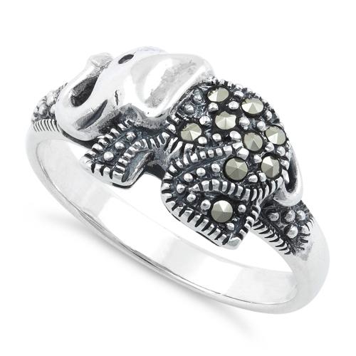 Sterling Silver Elephant Marcasite Ring