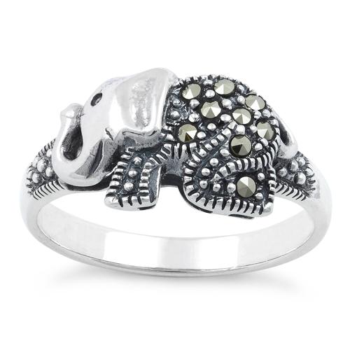 Sterling Silver Elephant Marcasite Ring