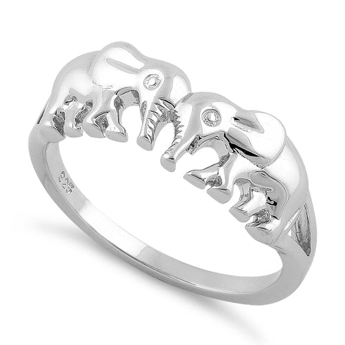 Sterling Silver Elephants Ring