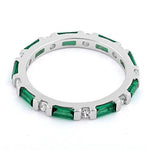 Sterling Silver Emerald and White CZ Eternity Ring