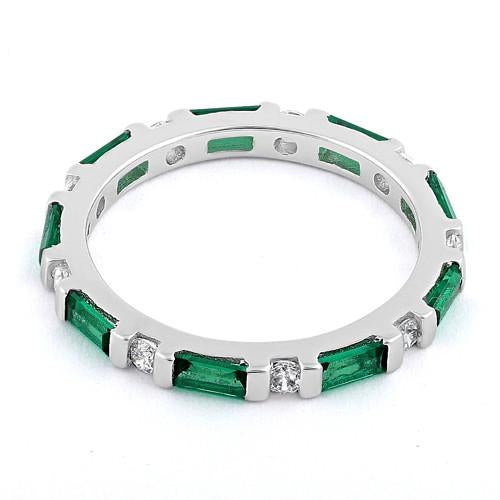 Sterling Silver Emerald and White CZ Eternity Ring
