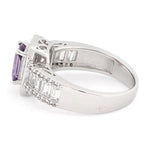Sterling Silver Emerald-Cut Purple CZ Ring